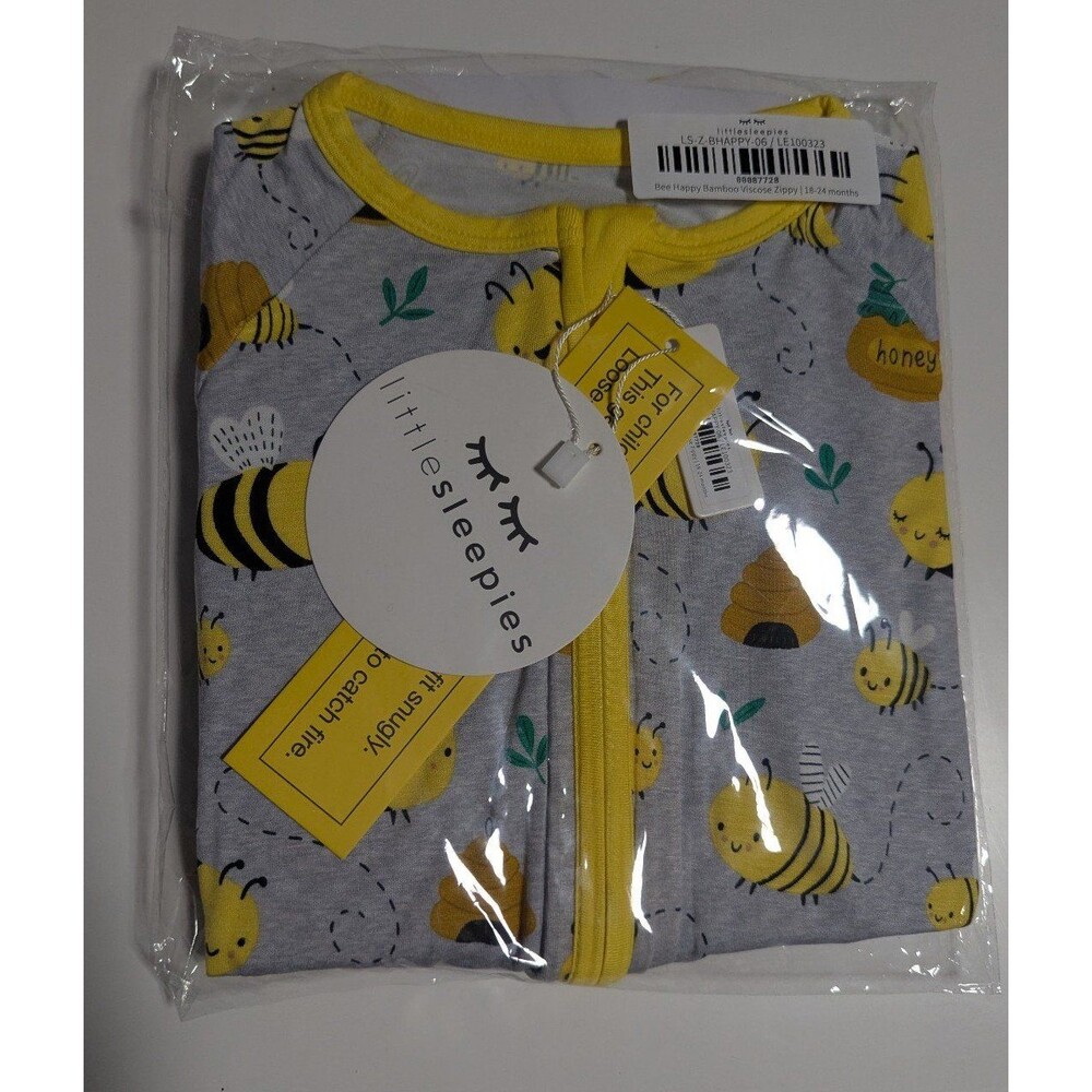 NIB Little Sleepies Bee Happy zippy size 18-24 months